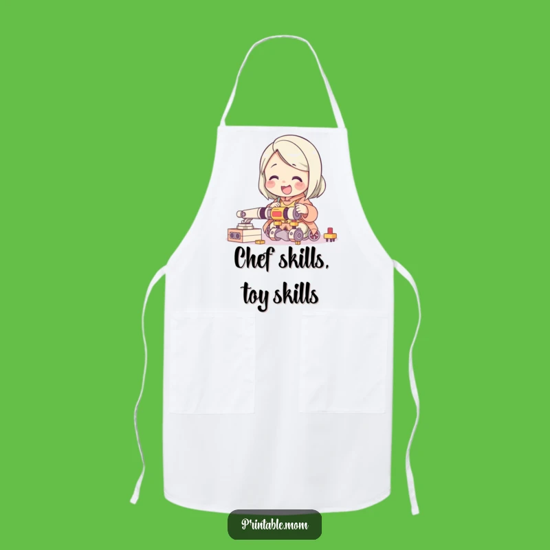 Funny Mom Toy Assembly Character Apron: Cook with Playful Parenting Humor