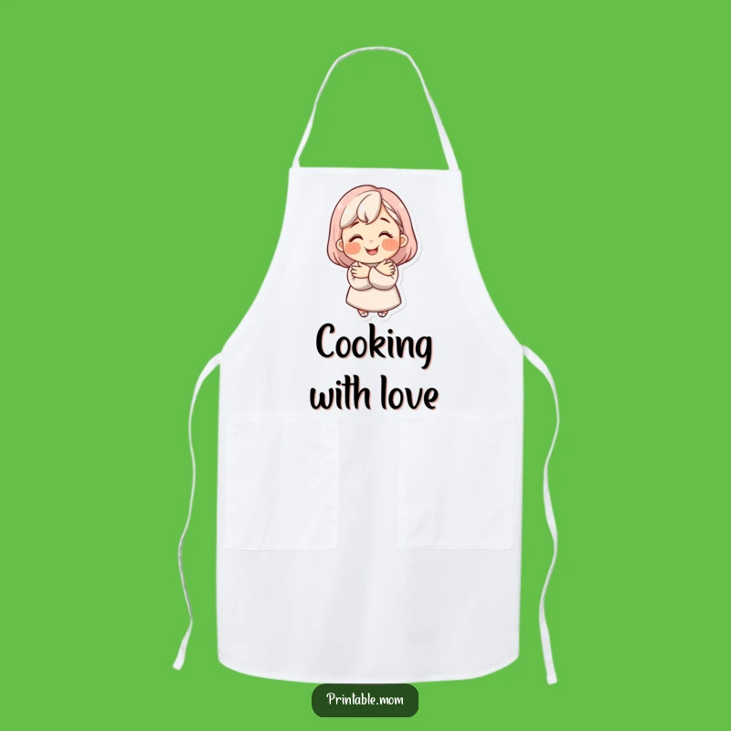 Funny Mom Apron - Beaming Smile Hugging Mom Kitchen Gift