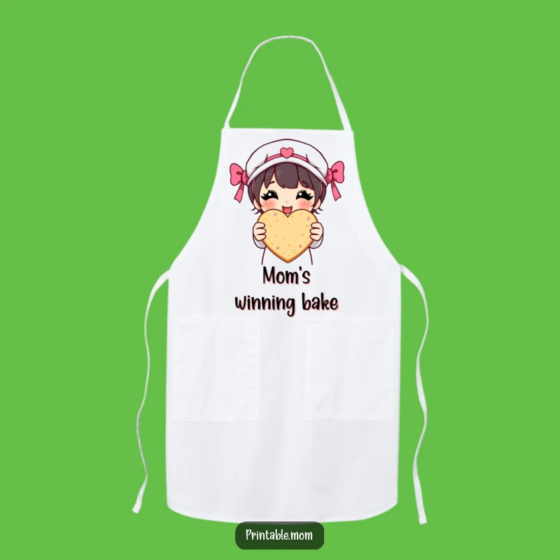 Funny Mom Apron - Proud Baker Character, Heart Cookie Kitchen Essential, Gift for Bakers