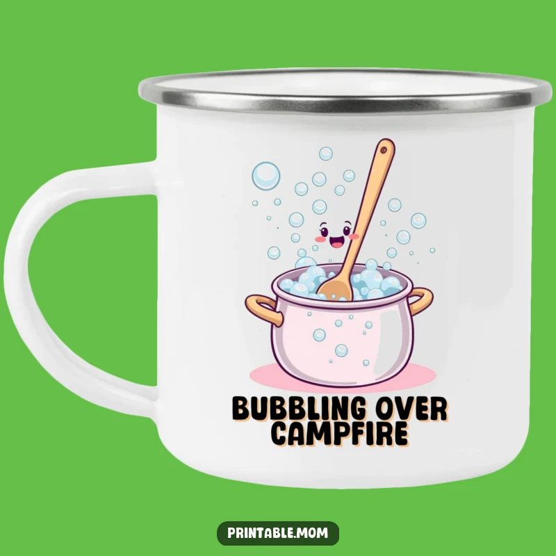 Funny Bewildered Spoon Overflow Camping Mug - Hilarious Outdoor Kitchen Gift