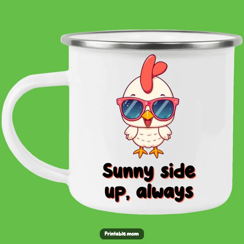 Funny Chicken Camping Mug: Adventure Ready with Sparkly Sunglasses