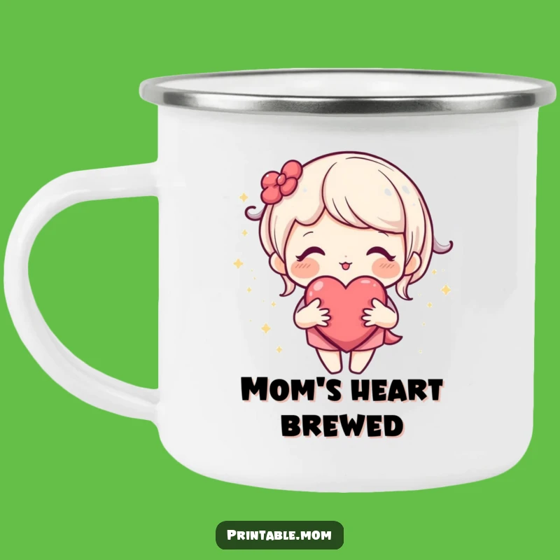 Funny Mom Camping Mug - Open Heart Character, Sparkle Love Mug, Outdoor Gift