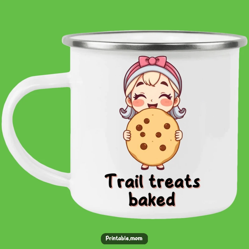 Funny Cheerful Mom Cookie Camping Mug - Bake & Brew Outdoors!