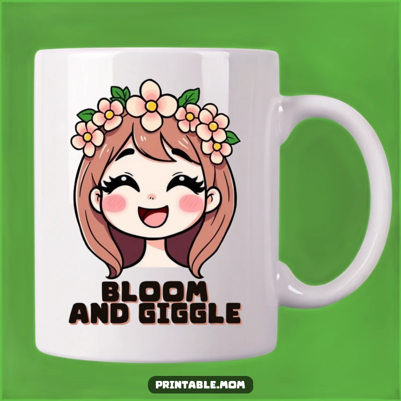 Funny Mom Giggling Flower Crown Mug: Perfect Gift for a Joyful, Blooming Mother