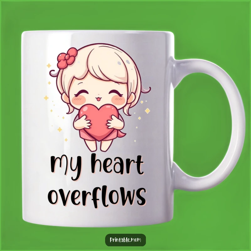 Funny Loving Mom Mug - Open Heart Character, Sparkle Gift for Motherhood, Heartfelt Mug