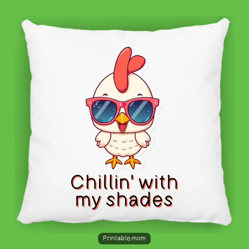 Funny Chicken Pillow: Cozy Comfort with Sparkly Sunglasses Attitude