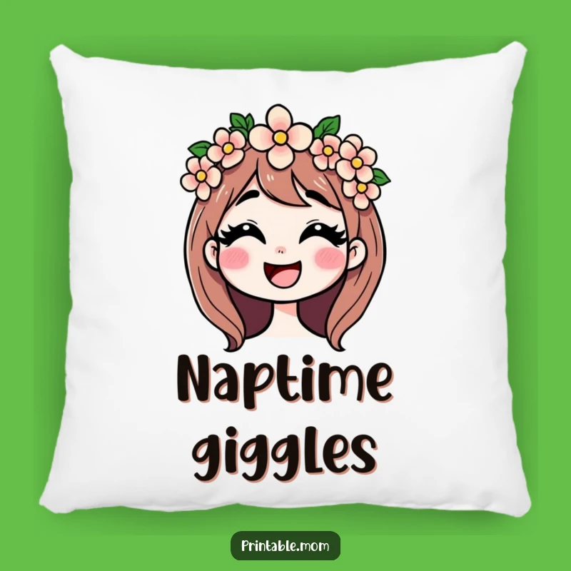 Comforting Funny Mom Giggling Flower Crown Pillow: Sweet Dreams of Maternal Joy