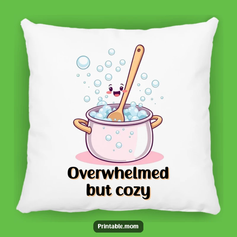 Funny Bewildered Spoon Overflow Pillow - Cozy & Hilarious Home Decor Accent