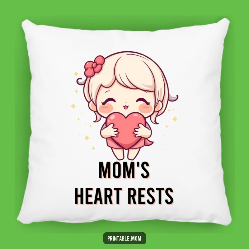 Funny Mom Pillow - Open Heart Character, Sparkle Love Comfort, Cozy Mother's Day Gift
