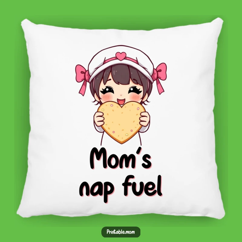 Funny Mom Pillow - Proud Baker Character, Heart Cookie Comfort, Cozy Gift for Mom