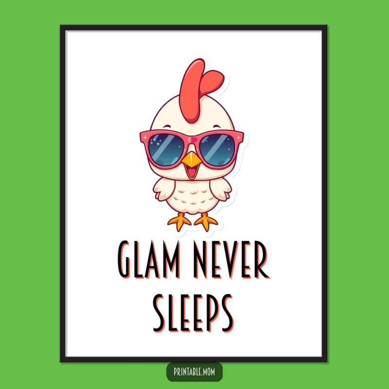 Funny Chicken Digital Art: Sparkly Sunglasses Style for Instant Joy