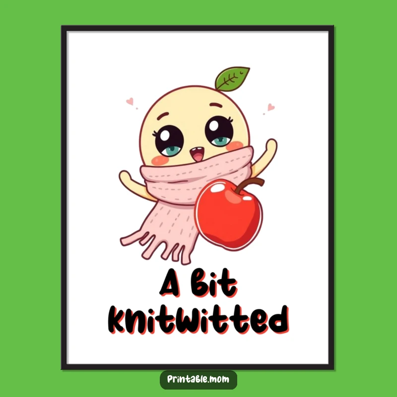 Funny Googly Eyes Scarf Apple Digital Art - Instant Whimsy for Your Walls!