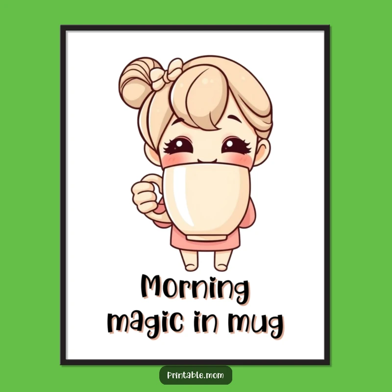 Funny Mom Digital Art: Cheerful Mom & Giant Mug, Instant Funny Gift!