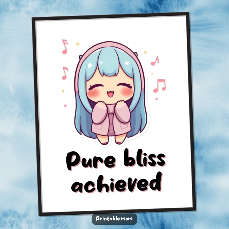 Funny Mom Digital Art Print: Mom's eyes are closed as she hums a cheerful tune, radiating peace.