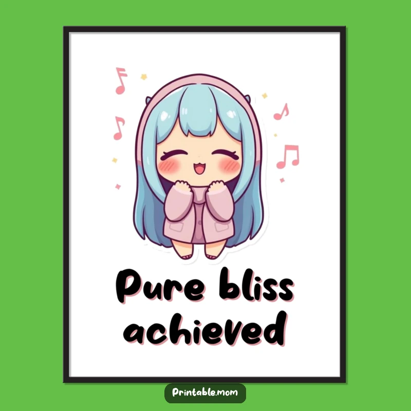 Funny Mom Digital Print: Eyes Closed Humming Art, Cheerful Decor, Instant Gift