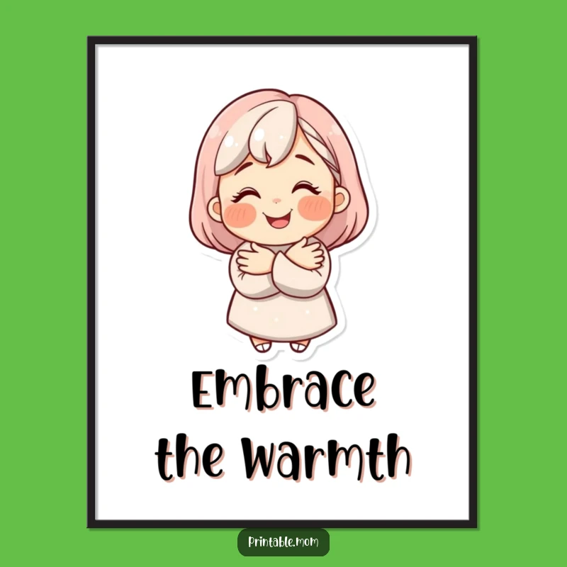 Funny Mom Hug Art Print - Beaming Smile Loving Mom Digital Gift