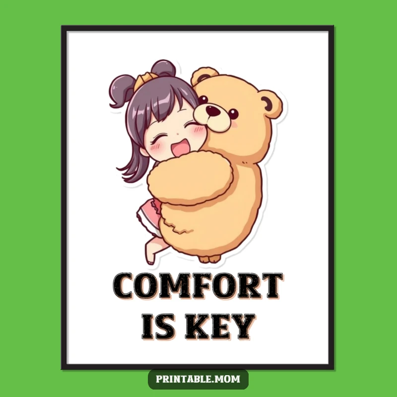 Funny Mom Hug Digital Art Print - Enthusiastic Stuffed Animal Mom Decor Gift