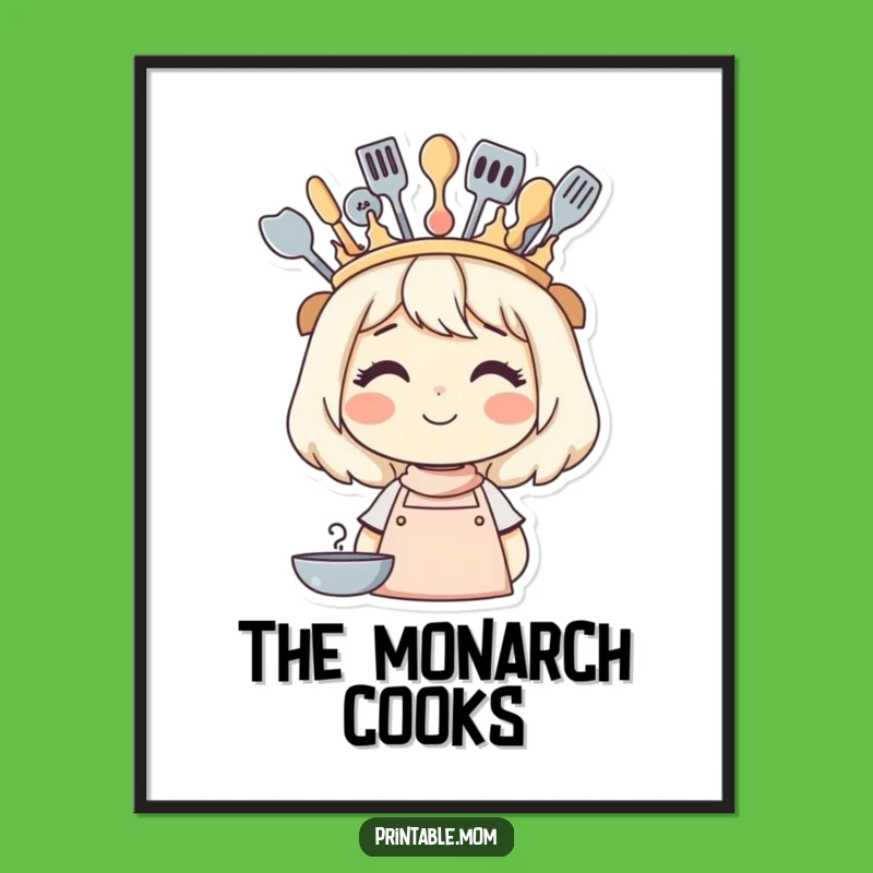 Funny Mom's Kitchen Queen Crown Digital Art - Hilarious Home Decor Gift!