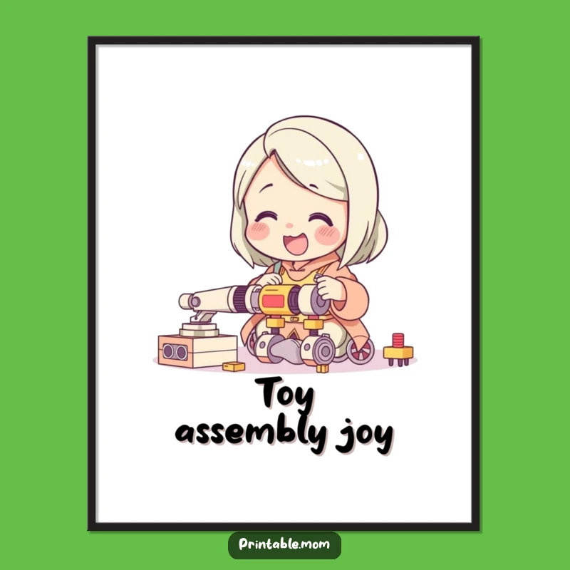 Funny Mom Toy Assembly Character Print: Instant Humorous Parenting Decor