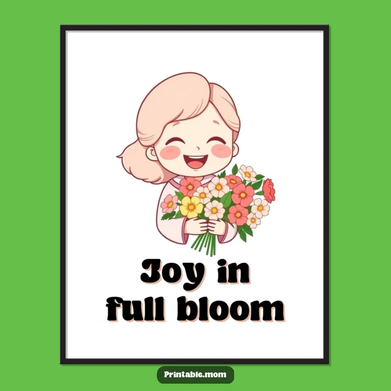 Funny Mom Digital Art: Laughing Mom with Flowers, Instant Funny Gift!