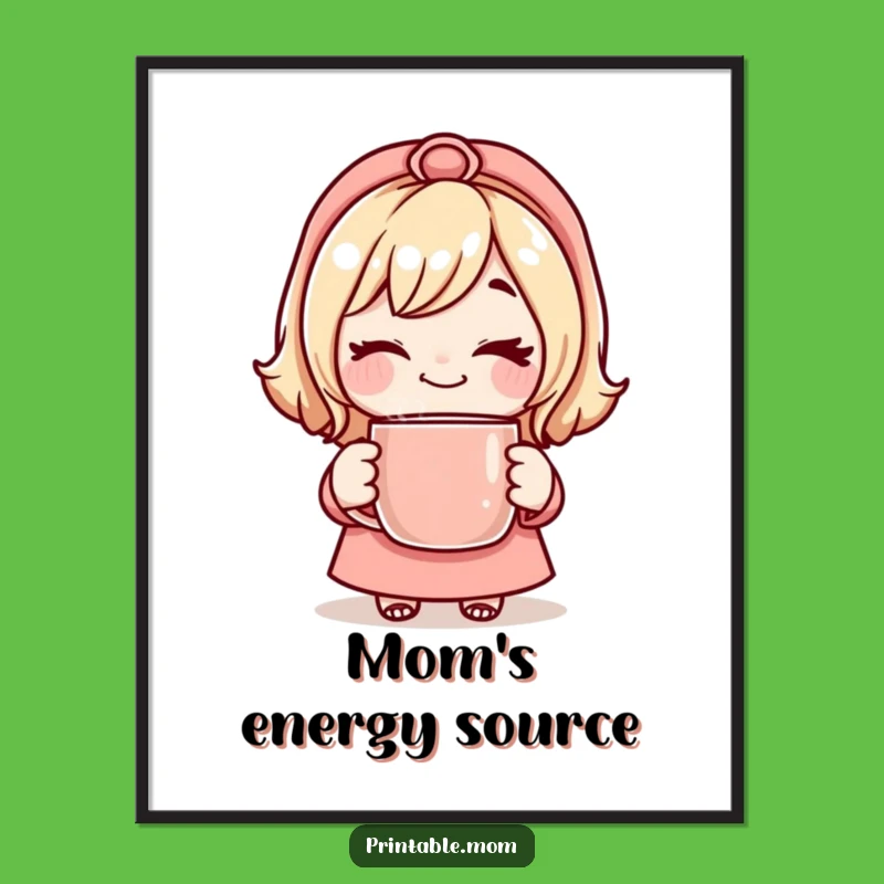 Funny Mom Wink Digital Art Print - Playful Coffee Mom Decor Gift