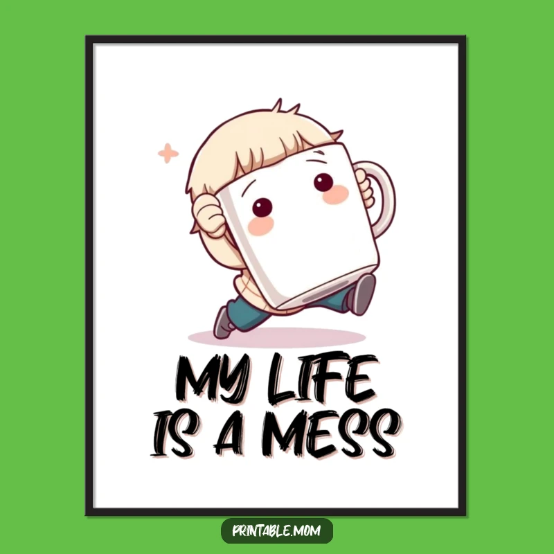 Funny Digital Art Print: Comical Tripping Character, Instant Hilarious Decor Gift