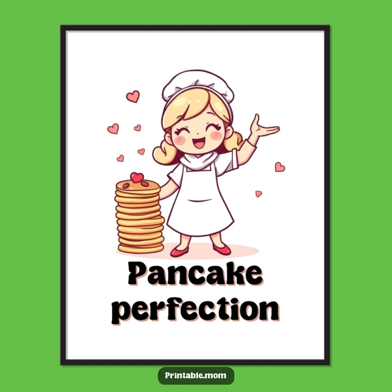 Funny Digital Art Print: Cheerful Mom Juggling Pancakes, Humorous Decor Gift!