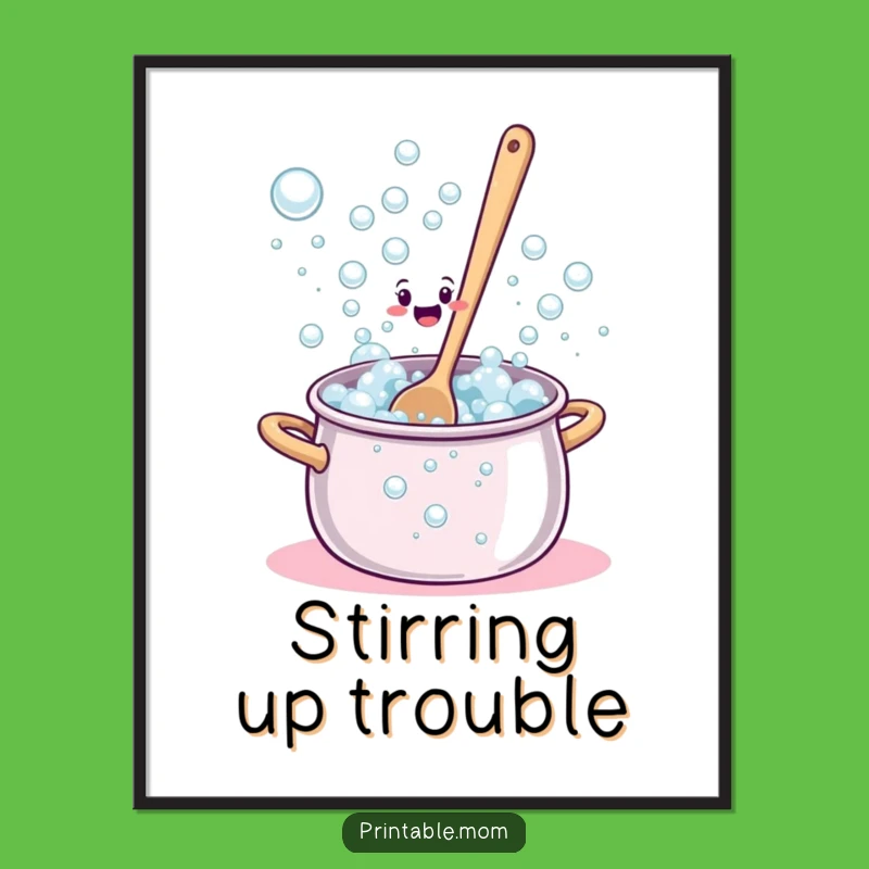 Funny Bewildered Spoon Overflow Digital Art - Hilarious Instant Kitchen Decor