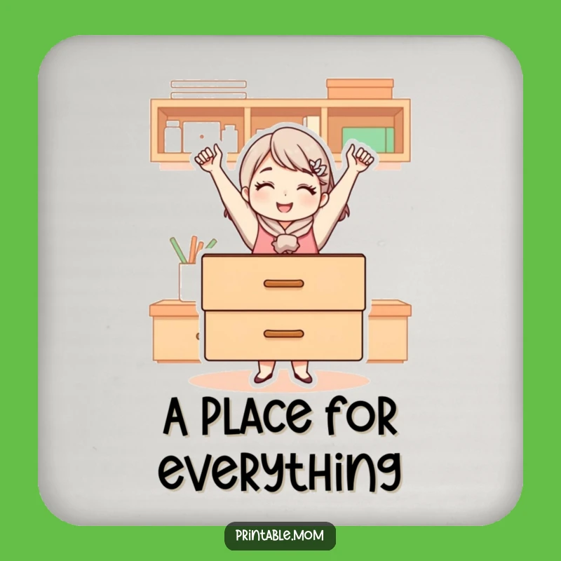 Funny Mom's Tidy Drawer Coaster - Protect Surfaces with Humorous Order!