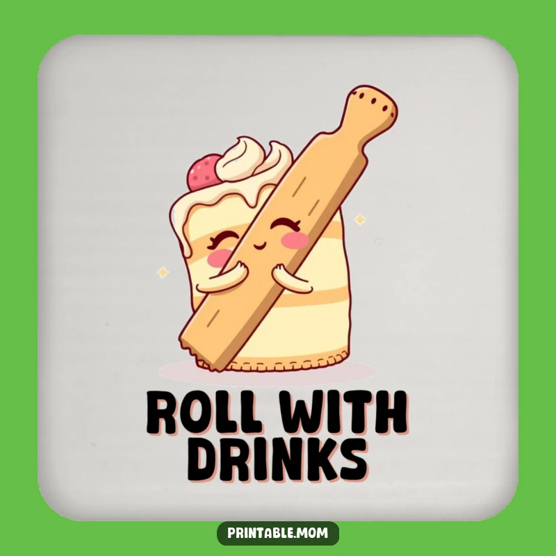 Funny Cake Rolling Pin Hug Coaster: Protect Surfaces with Baking Humor