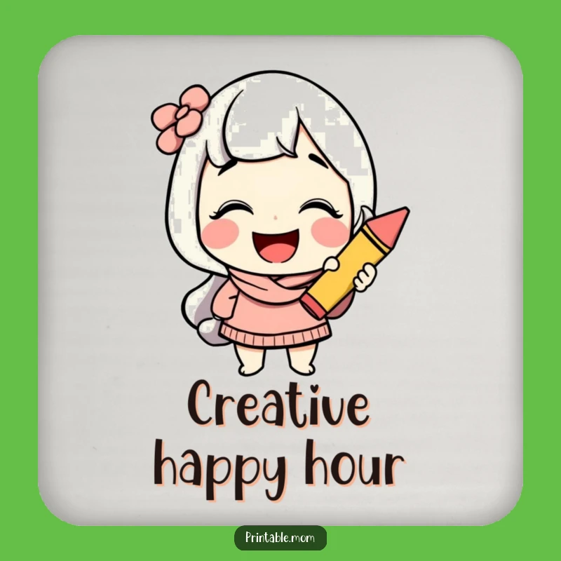 Funny Creative Mom Coaster Set: Giggling Crayon Protection