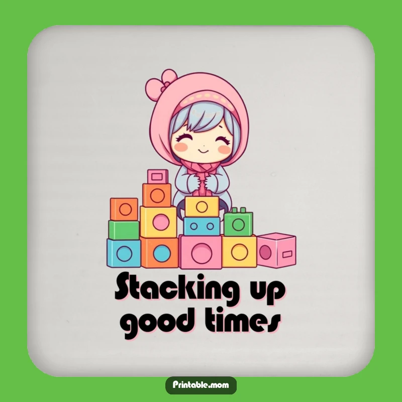 Funny Mom Blocks Coaster: Protect Surfaces with Playful Humor!