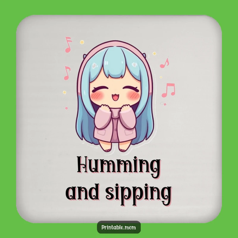 Funny Mom Coaster: Cheerful Humming Protection, Eyes Closed, Perfect Table Gift