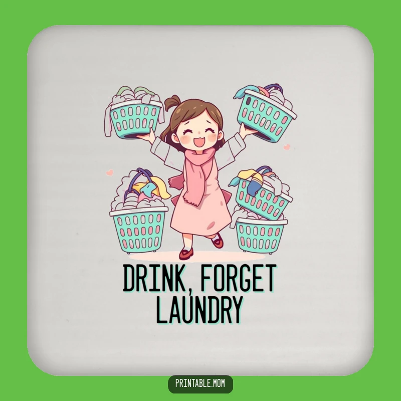 Funny Mom Coasters: Juggling Laundry Set for Humorous Table Protection
