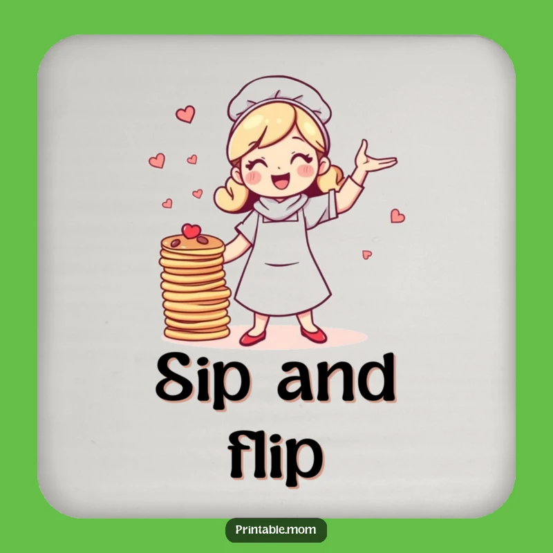 Funny Mom Juggling Pancakes Coaster: Cheerful Protection, Novelty Gift!