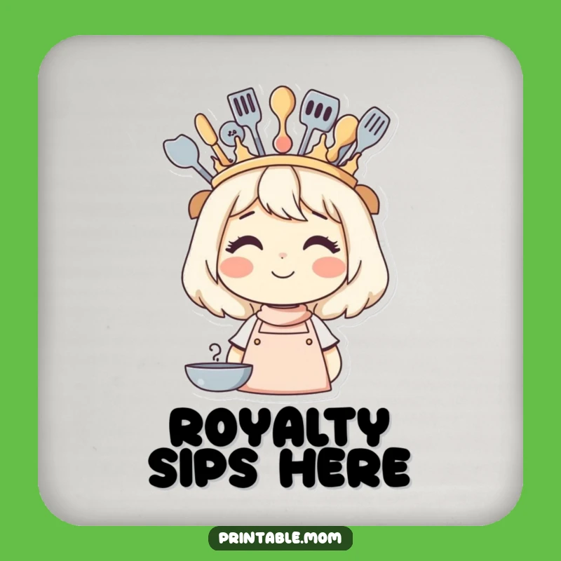 Funny Mom's Kitchen Queen Crown Drink Coaster - Protect Surfaces Hilariously!