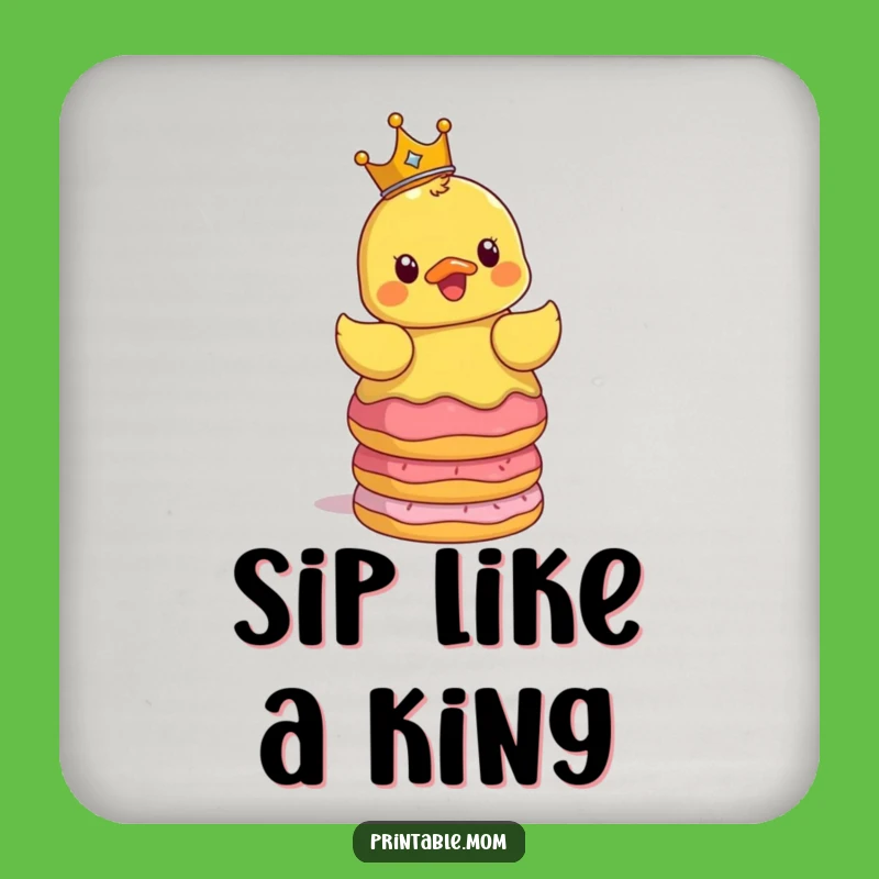 Funny Surprised Duck Crown Donuts Coaster - Protect Surfaces with Humor!