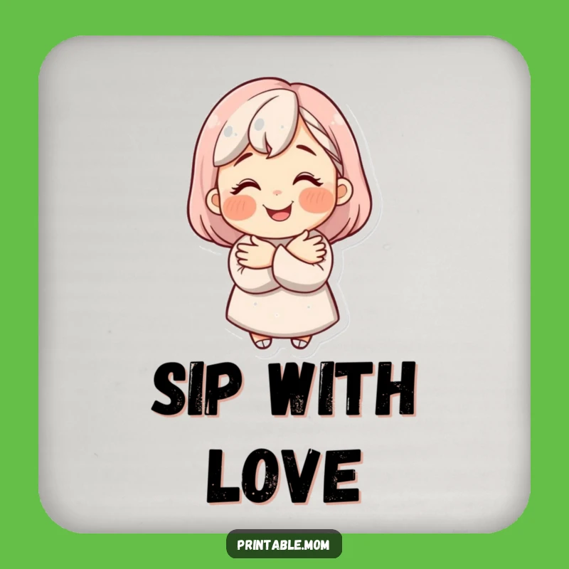 Funny Mom Coaster - Beaming Smile Hugging Mom Drink Gift