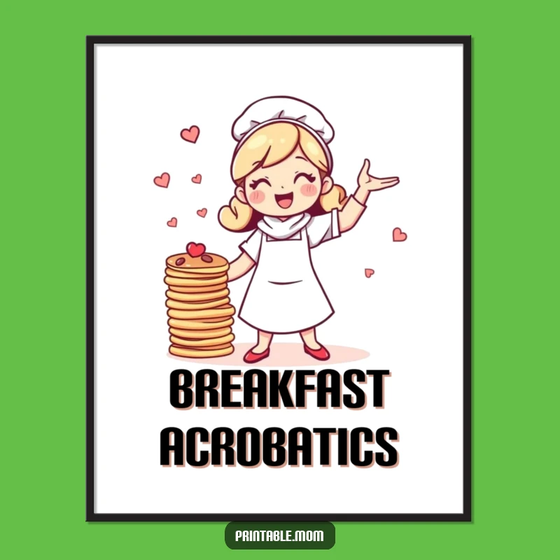 Funny Pancake Mom Poster: Cheerful Juggling Art, Perfect Wall Decor Gift!