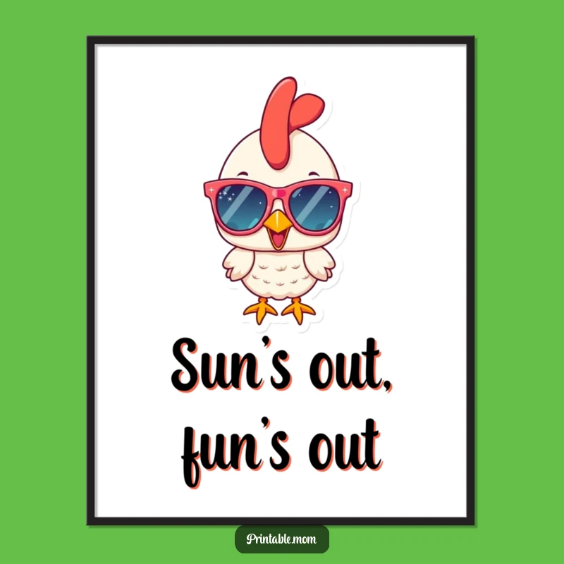 Funny Chicken Poster: Sparkly Sunglasses Vibes for Your Wall Art