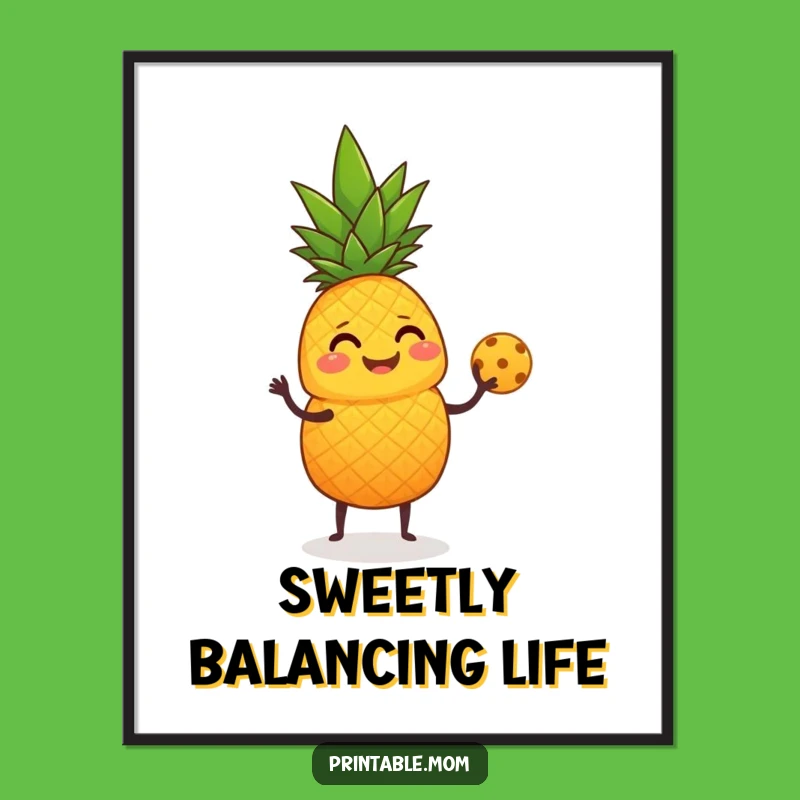 Funny Giggling Pineapple Juggling Poster - Hilarious Tropical Wall Art Decor