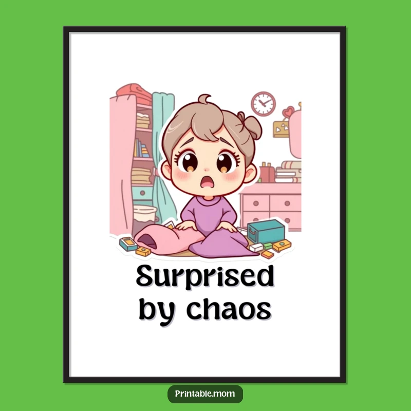 Funny Mom Messy Room Poster: Surprised Mom Art, Ideal Funny Gift Decor!