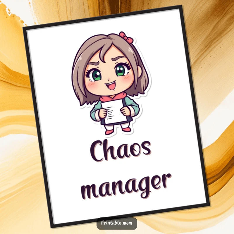 Funny Mom Motivation Poster featuring a determined character ready to conquer a to-do list, inspiring wall art and a funny gift.