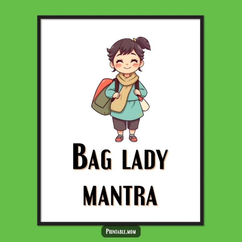 Funny Mom Poster: Juggling Bags Art, Perfect Motivational Decor