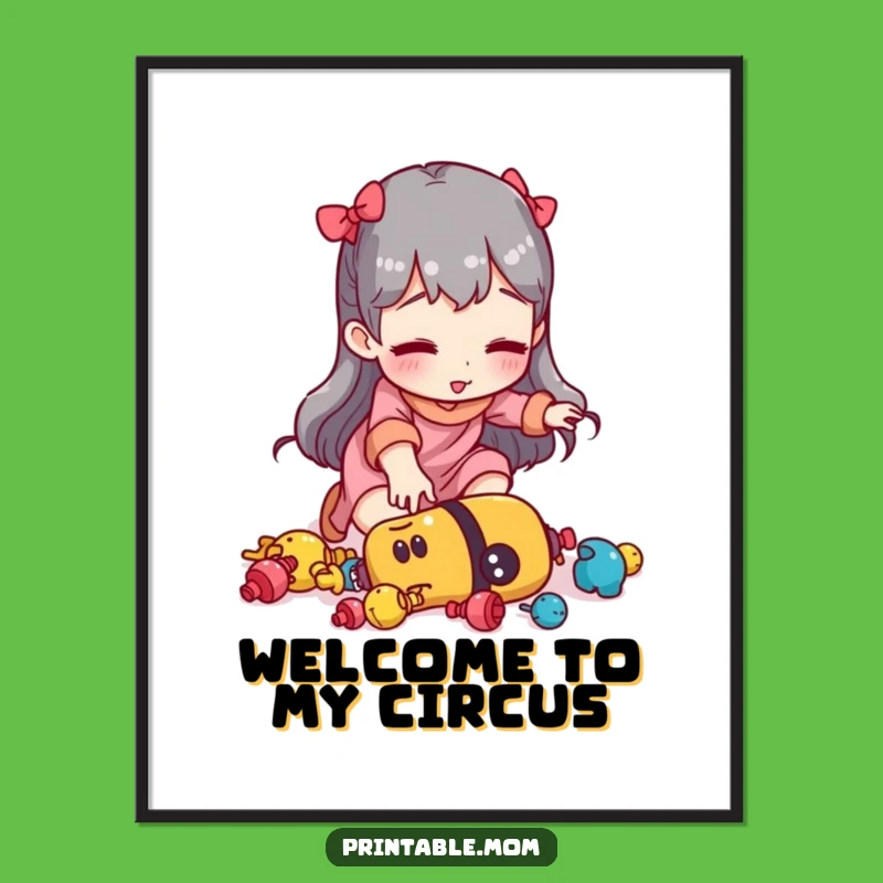 Funny Mom Poster: Tripping Over Toys, Hilarious Wall Art for a Playful Home