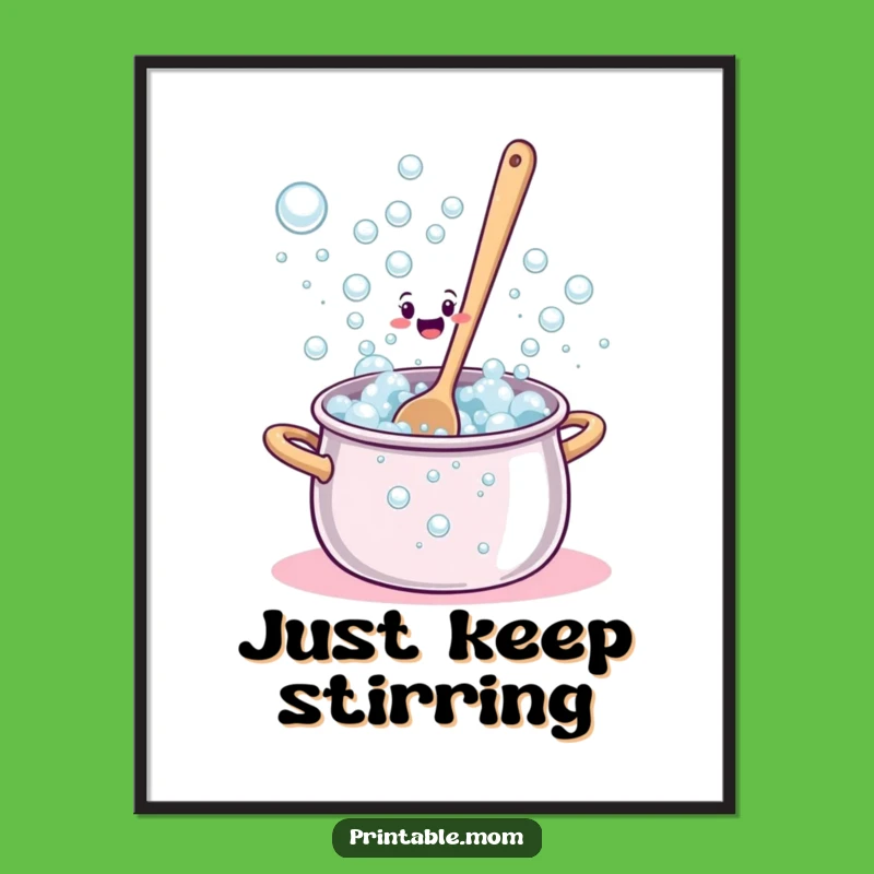 Funny Bewildered Spoon Bubbles Poster - Hilarious Kitchen Art Print Decor