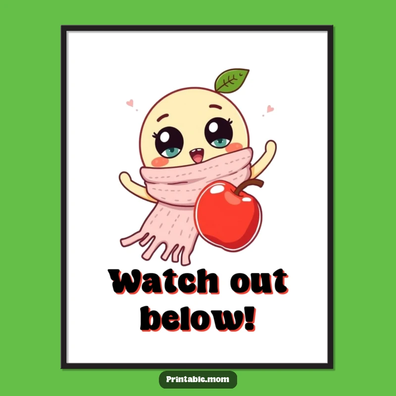 Funny Googly Eyes Scarf Apple Poster - Whimsical Wall Art & Gift