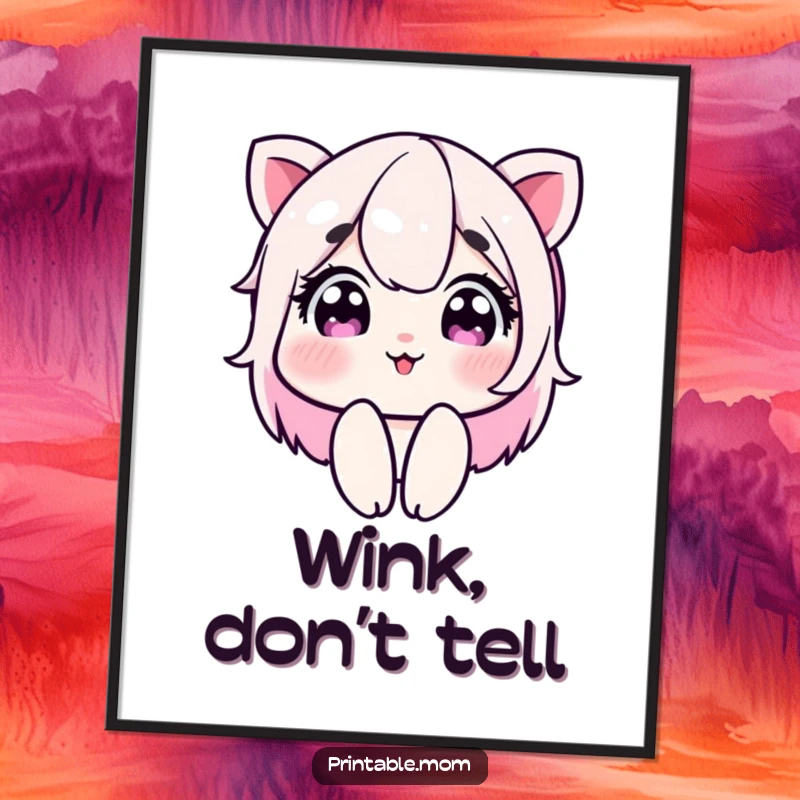 Funny poster art of a mom character winking playfully, conveying a fun and sassy attitude, perfect for adding personality to decor.