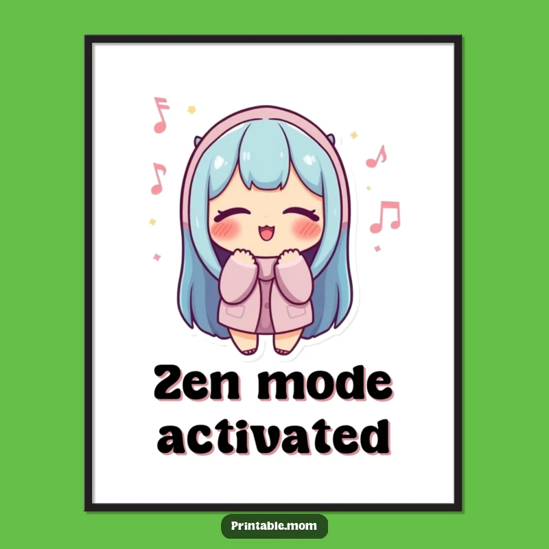 Funny Mom Poster: Eyes Closed Humming Art, Cheerful Home Decor, Unique Gift