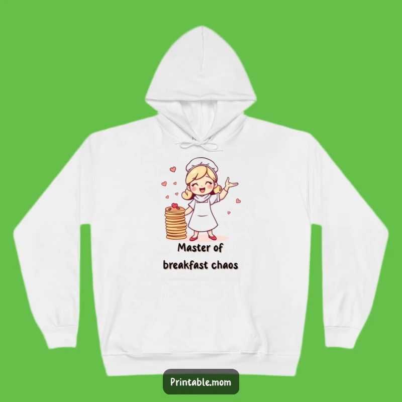 Cozy Funny Mom Hoodie: Juggling Pancakes with Bubbly Energy, Great Gift!